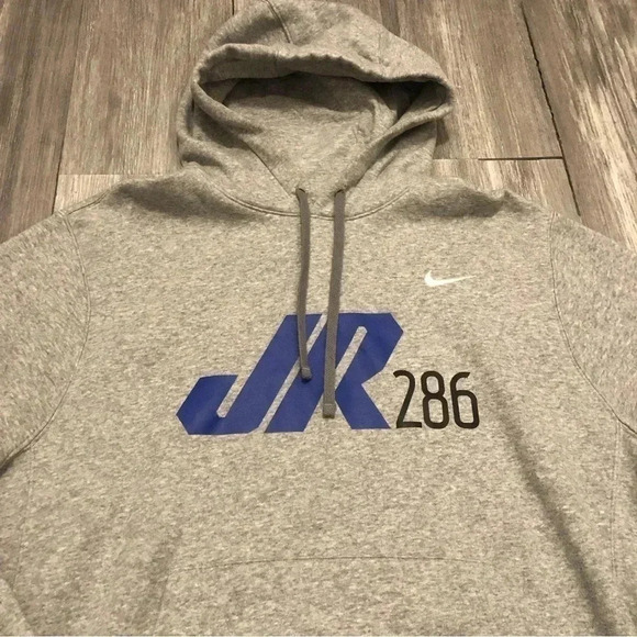 Nike Mens JR 286 Logo Pullover‎ Fleece Hoodie Size L Gray - Picture 2 of 8